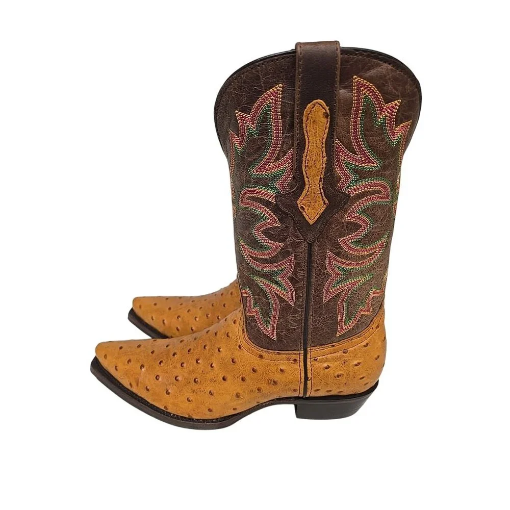Dingo Men's DI 115 Outlaw Embroidered Ostrich Print Western Boot Tan 11.5D - Picture 5 of 7